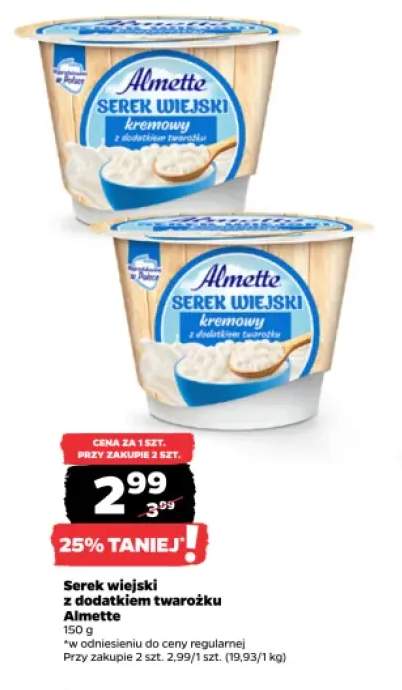 Serek wiejski z dodatkiem twarożku Almette