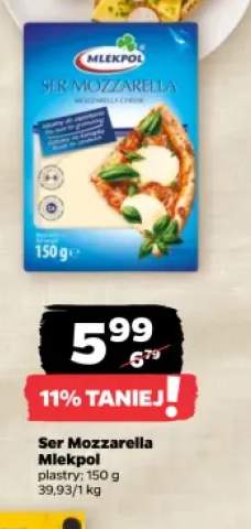 Ser mozzarella w plastrach Mlekpol