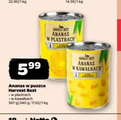 Ananas w puszce Harvest Best w plastrach +1 wariant