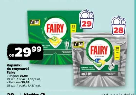 Kapsułki do zmywarki Fairy Original +1 wariant