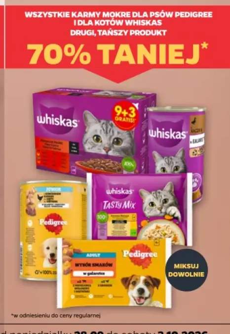 Karmy mokre dla psów Pedigree i dla kotów Whiskas +5 wariantów