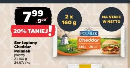 Ser topiony Cheddar w plastrach Polmlek 2-pak