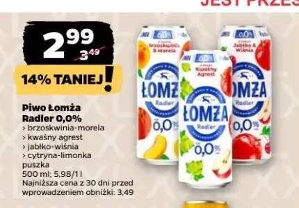Piwo bezalkoholowe Łomża Radler brzoskwinia-morela +3 warianty
