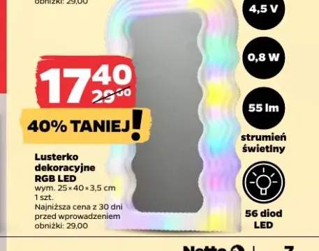 Lusterko dekoracyjne RGB LED