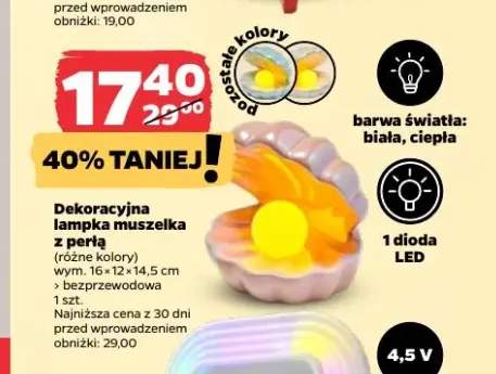 Dekoracyjna lampka muszelka z perłą
