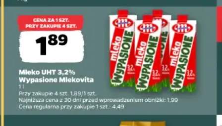Mleko UHT Wypasione Mlekovita 3,2%