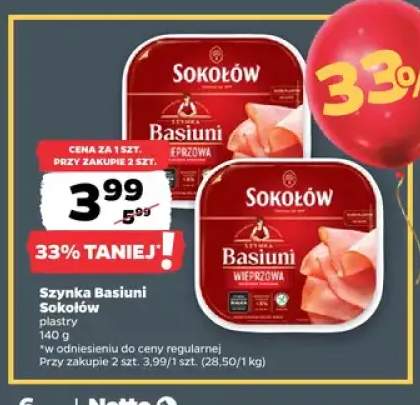 Szynka Basiuni plastry Sokołów