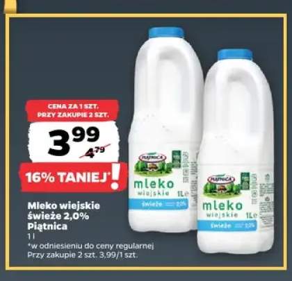 Mleko wiejskie świeże Piątnica 2,0%