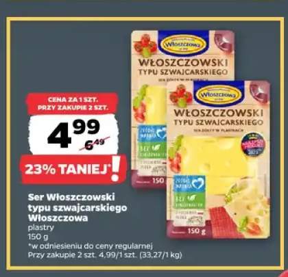 Ser włoszczowski typu szwajcarskiego w plastrach Włoszczowa
