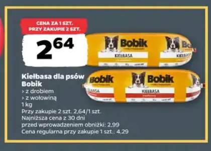 Kiełbasa dla psów Bobik z drobiem +1 wariant