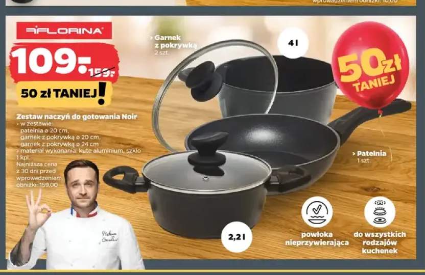Zestaw naczyń do gotowania Noir Florina