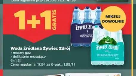 Woda źródlana gazowana Żywiec Zdrój mocny gaz 6-pak 1,5 l +1 wariant