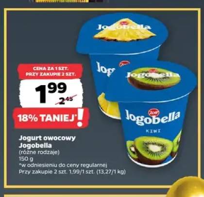 Jogurt owocowy Jogobella kiwi +1 wariant
