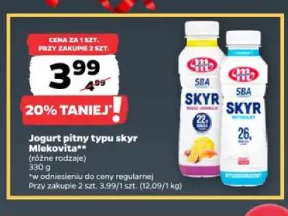 Jogurt pitny typu skyr Mlekovita mango-marakuja +1 wariant