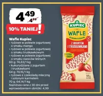 Wafle Kupiec ryżowe w polewie jogurtowej o smaku mango +4 warianty