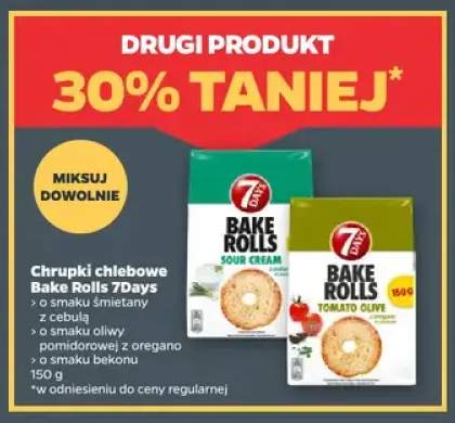 Chrupki chlebowe Bake Rolls 7Days o smaku oliwy pomidorowej z oregano +2 warianty