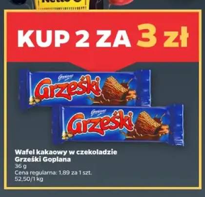 Wafel kakaowy w czekoladzie Grześki