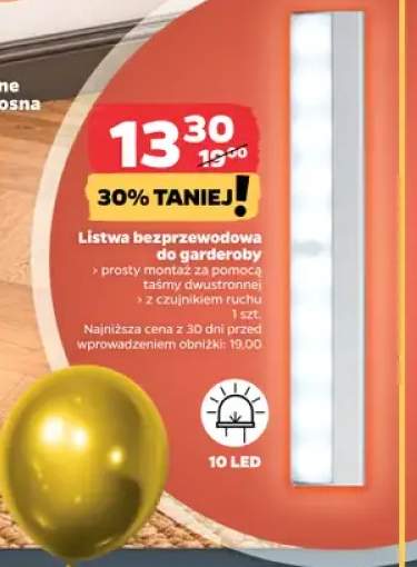 Listwa bezprzewodowa do garderoby