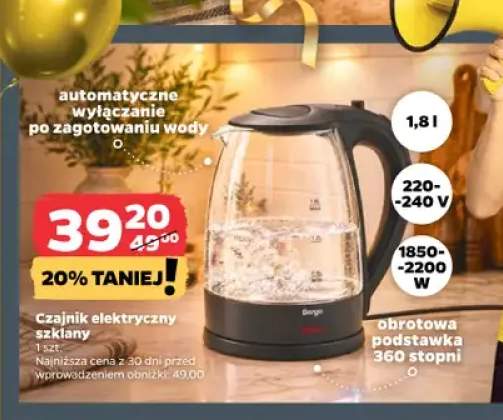 Czajnik elektryczny szklany 1,8 l Bergo