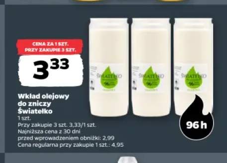 Wkład olejowy do zniczy Światełko