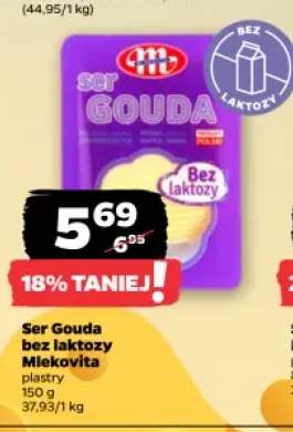 Ser gouda bez laktozy w plastrach Mlekovita