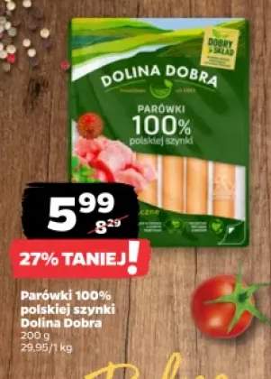 Parówki 100% polskiej szynki Dolina Dobra