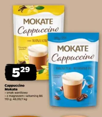 Kawa rozpuszczalna Cappuccino Mokate z magnezem i witaminą B6 +1 wariant