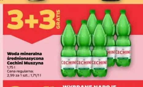 Woda mineralna gazowana średnionasycona Cechini Muszyna