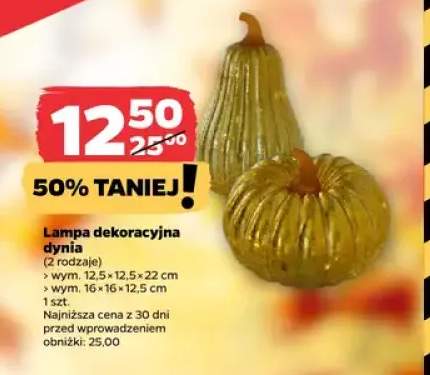 Lampa dekoracyjna dynia 12,5x12,5x22 cm +1 wariant