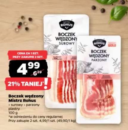 Boczek wędzony Mistrz Rohus surowy +1 wariant