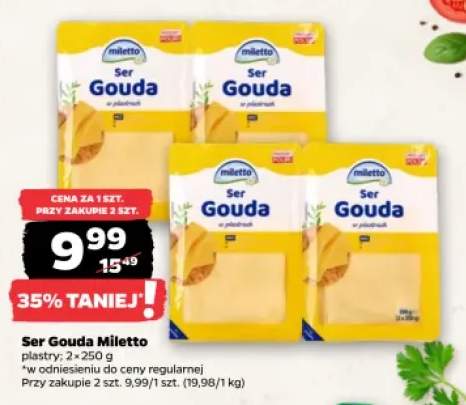 Ser gouda w plastrach Miletto 2-pak