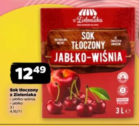 Sok tłoczony z Zieleniaka jabłko-wiśnia +1 wariant