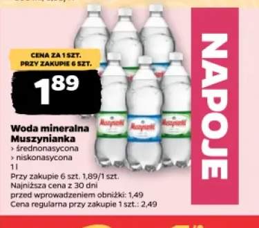 Woda mineralna gazowana Muszynianka średnionasycona +1 wariant