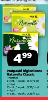 Podpaski higieniczne Naturella Classic normal +2 warianty