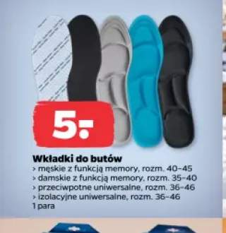Wkładki do butów przeciwpotne uniwersalne rozm. 36-46 +3 warianty