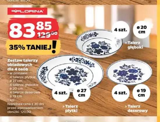 Zestaw talerzy obiadowych dla 4 osób Florina