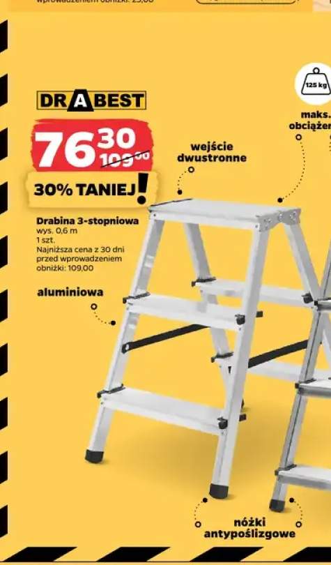 Drabina aluminiowa 3-stopniowa Drabest
