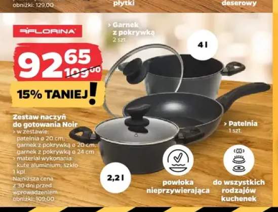 Zestaw naczyń do gotowania Noir Florina